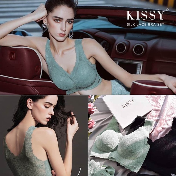 Kissy’s Silky Lace Bra Set Spring Sage Garden - Picture 2 of 7